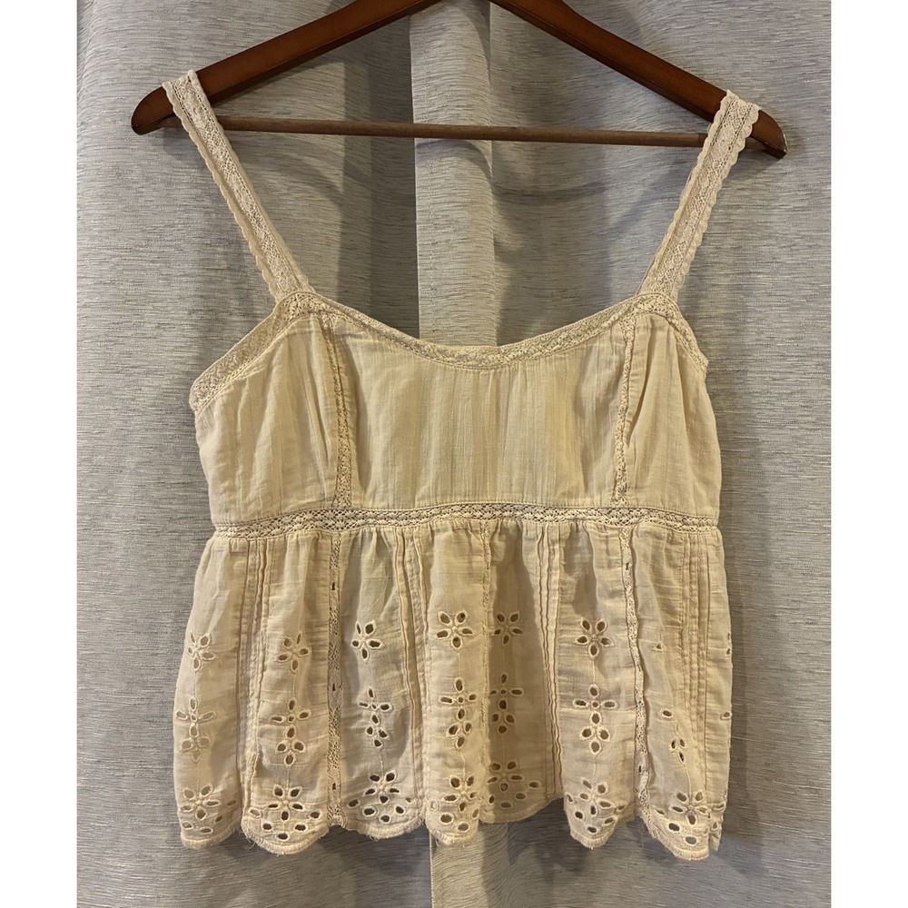 American Eagle Eyelet Scalloped Edge Tank Top Size Medium Festival